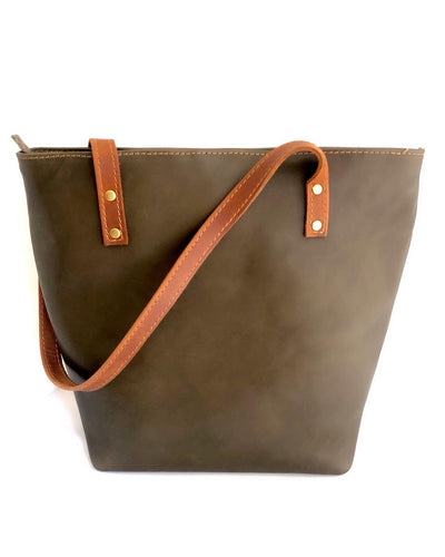 Olive leather handbag